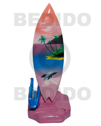 18.5inx3/14inx3.4in  handpainted wood removable surfboard penholder  card horlder / large - SurfBoards