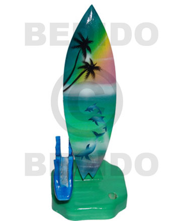 18.5inx3/14inx3.4in handpainted wood removable surfboard penholder  card horlder / large - SurfBoards