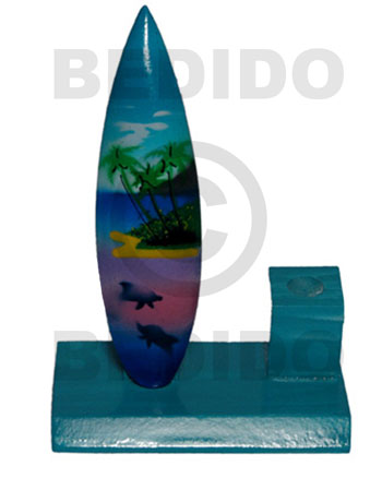 4inx3inx1.5in Handpainted Wood Surfboard Single