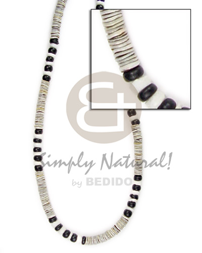 hand made Green shell white shell and black Surfer Necklace