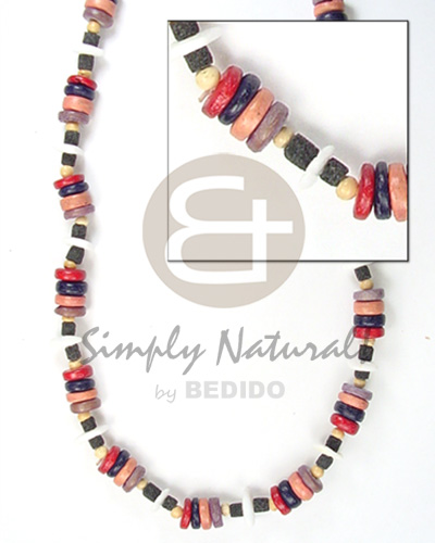 hand made Coco pokalet red black violet combination Surfer Necklace