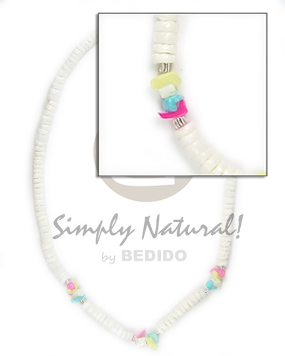 hand made 4-5 wht shell crazy cut Surfer Necklace