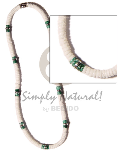 dark green/white clam combination - Surfer Necklace