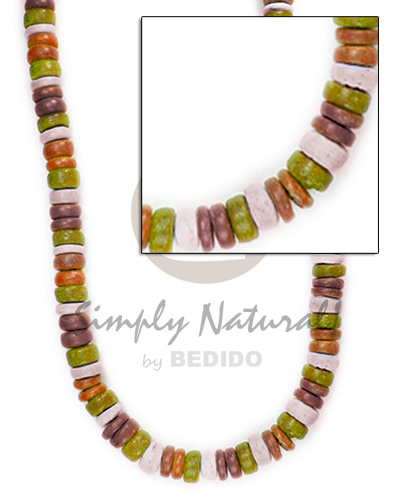 4-5mm Pokalet wine/orange/olive gren/bleach white combination - Surfer Necklace