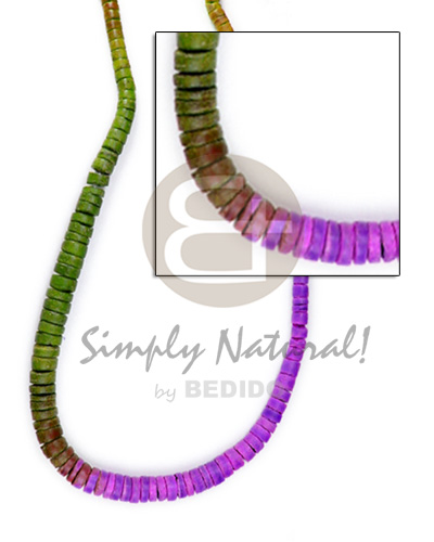 7-8mm graduated tie dye olive green/lavender tones - Surfer Necklace