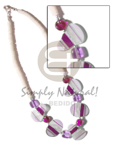 Painted violet striped capiz Surfer Necklace