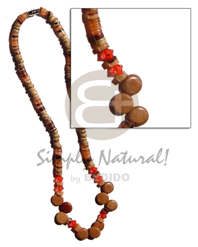 4-5mm coco heishe tiger Surfer Necklace