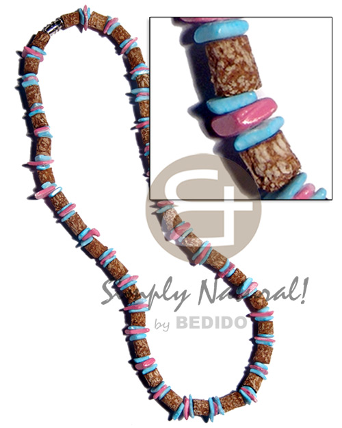 Mahogany pink aqua blue white Surfer Necklace