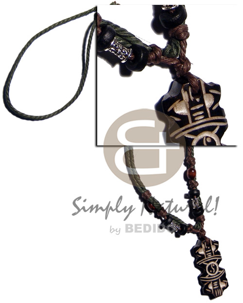 hand made Tribal carved 40mmx18mm wooden Surfer Necklace