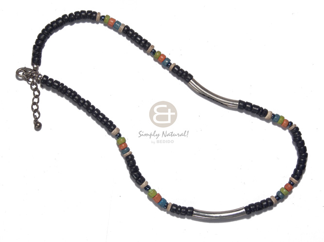 hand made 4-5mm coco black pokalet Surfer Necklace