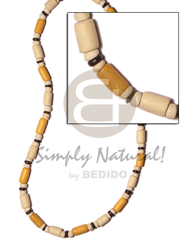 bleach / golden yellow wood tube  coco Pokalet alt. - Surfer Necklace