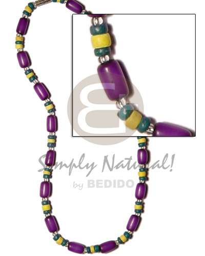 Violet buri tube w. yellomoss Surfer Necklace