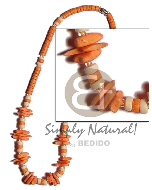 Orange 4-5mm coco heishe Surfer Necklace