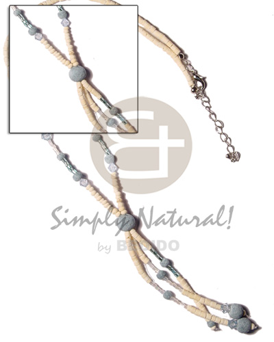 3-tassel coco pokalet bleach   blue limestone - Tassled Necklace