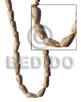 nat. wood teardrop  burning - Teardrop & Oval Wood Beads