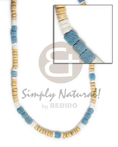 4-5mm nat wht coco Pokalet/blue limestone/wht shell - Teens Necklace