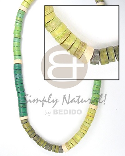 hand made 4-5mm coco heishe 3 green Teens Necklace