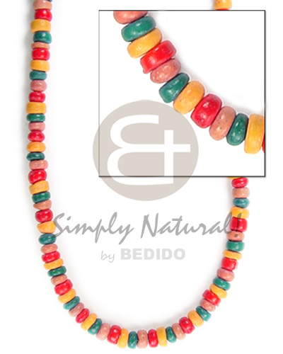 4-5mm coco Pokalet tan/grn/red/mango orange - Teens Necklace