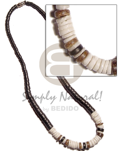 hand made Graduated black coco heishe Teens Necklace