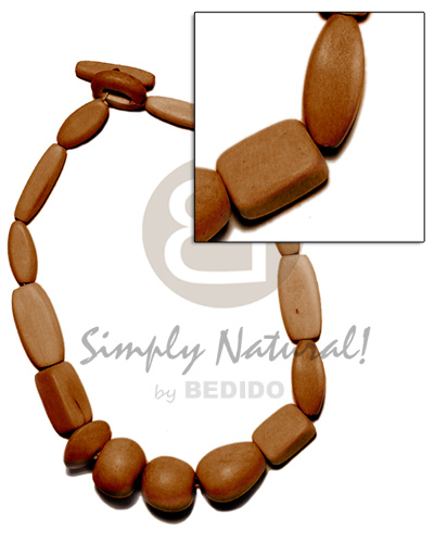 hand made Natural wood beads dyed in Teens Necklace