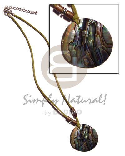 hand made 40mm round paua abalone in Teens Necklace