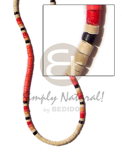 4-5 coco heishe bleach /orange/ in black/ coffee tan / red combination - Teens Necklace
