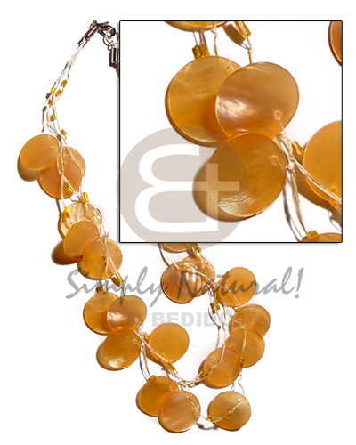 hand made 3 rows raffia in graduated Teens Necklace