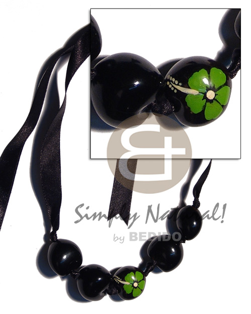 hand made Kuku nuts ribbon choker Teens Necklace