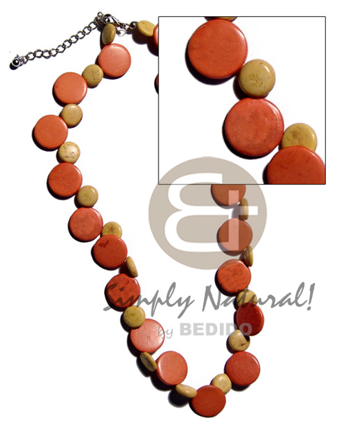 hand made Single row orange natural white coco Teens Necklace