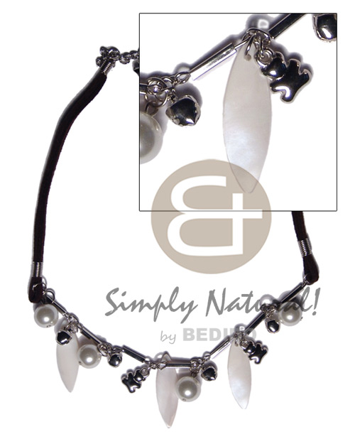 hand made Dangling 30mmx10mm kabibe shells Teens Necklace