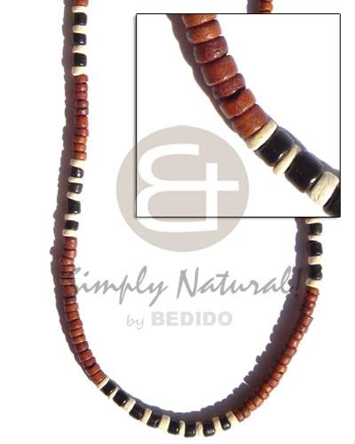 4-5 mm coco Pokalet brown  bleached/black coco Pokalet. alt. - Teens Necklace