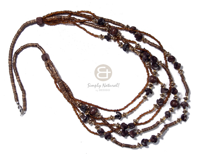 hand made 4-5mm coco heishe nat brown Teens Necklace