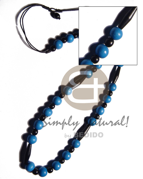 12mm bright blue wood bead Teens Necklace