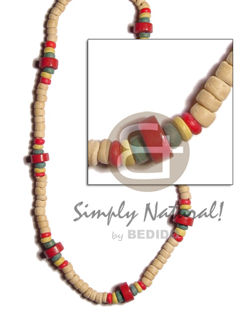 hand made 4-5 coco pokalet natural white red green yellow Teens Necklace