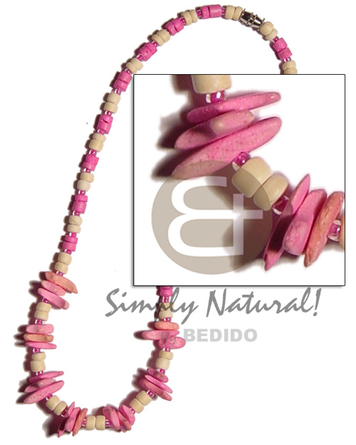 hand made Pink bleach white 4-5mm coco pokalet. Teens Necklace
