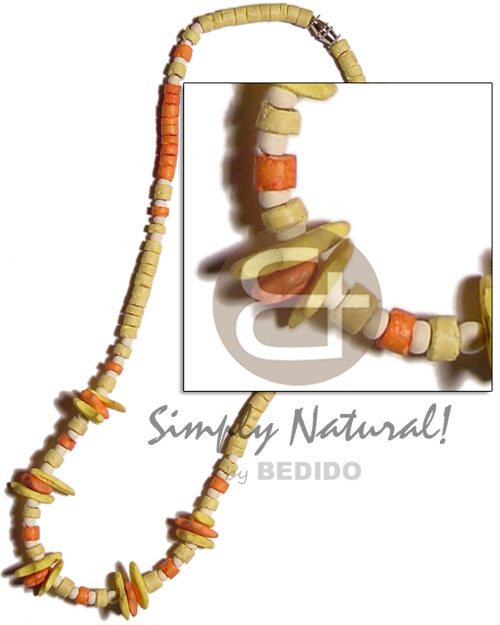 hand made Yelloorange 4-5mm coco heishe c Teens Necklace