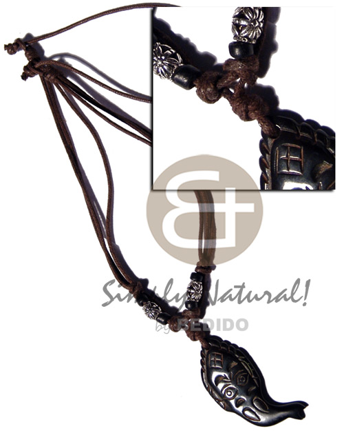 hand made Tribal wooden fish carved 44mmx25mm Tribal Necklace