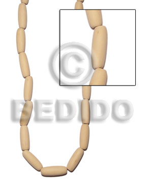 nat. white wood capsule 10mmx27mm - Tube & Heishe Wood Beads