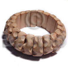 Wholesale Raw Natural Wooden Blank Bangle Casing Only Elastic Ambabawod Curly Grooved Ht= 1 Inch/ Thickness= 15Mm - Unfinished Plain Wooden Bangles