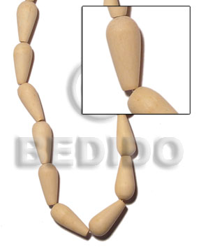 Natural White Wood Teardrop 35mmx16mm