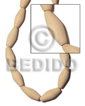 nat. white wood football 15mmx35mm - Unfinished Wood Beads