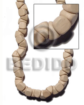 "nat. white wood" barrel double slidecut 11mm  / 57 pcs. per 16 in. str. - Unfinished Wood Beads