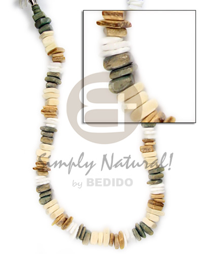 hand made Sq cut khaki combination white Unisex Necklace