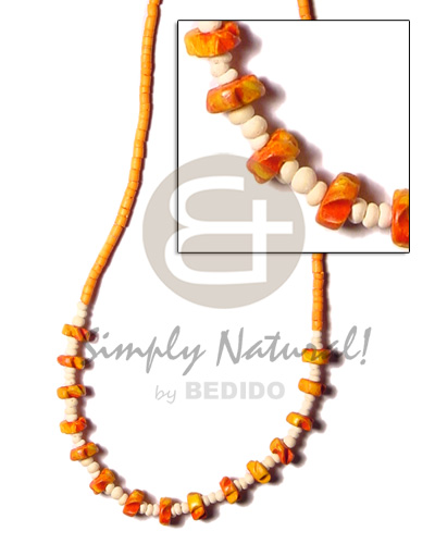 2-3mm org c. hshe/2-3mm c. Pokalet/orange coco flower splashing - Unisex Necklace