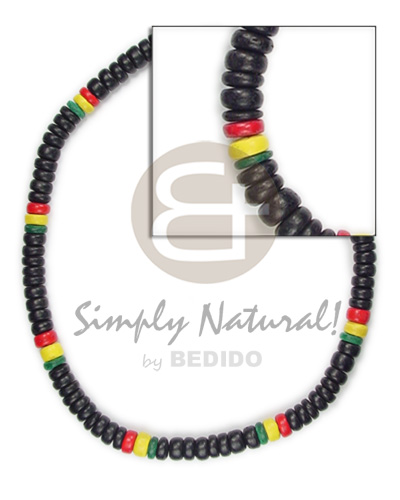 4-5mm rasta design dominant black Unisex Necklace