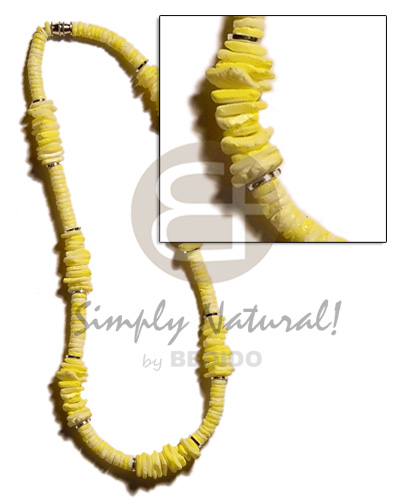 white clam & white rose combination dyed yellow - Unisex Necklace