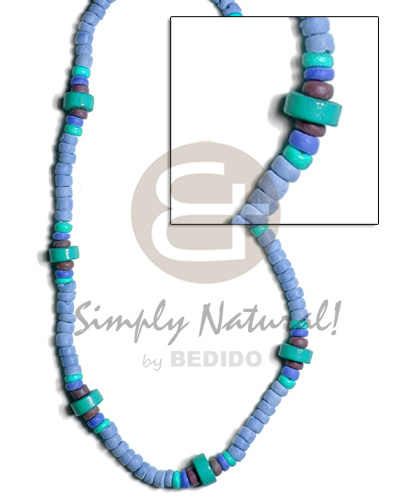 hand made 4-5mm coco pokalet. in blue Unisex Necklace