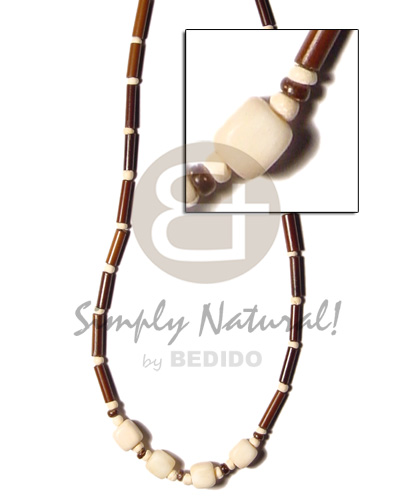 eureka bamboo tube/coco Pokalet bleach alt  diced bone accent - Unisex Necklace