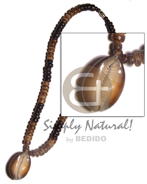 7-8mm nat. brown  kaput shell pendant - Unisex Necklace