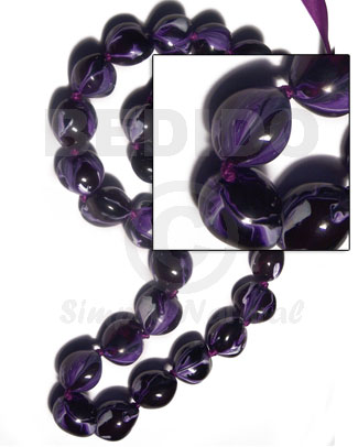 kukui nut / black  marbleized violet / 32 pcs. / in matching adjustable ribbon  the maximum length of 54in / kk058 - Womens Necklace